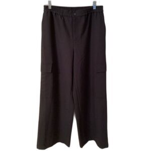 WAYF SIZE MEDIUM BLACK HIGH RISE WIDE LEG CARGO TROUSERS